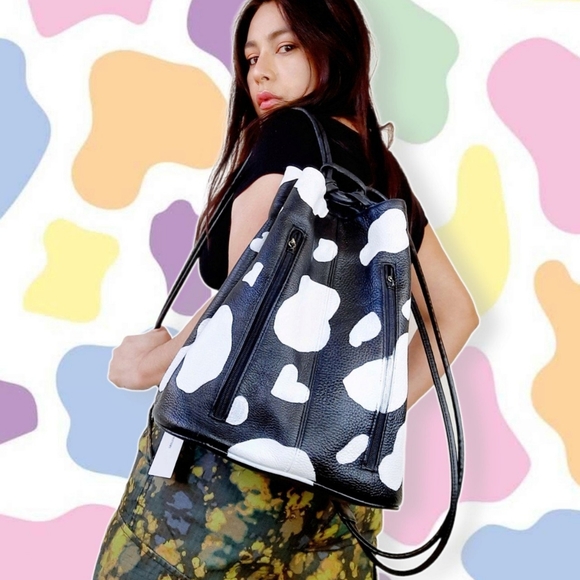 Vtg handpainted convertible leather backpack - Picture 2 of 4